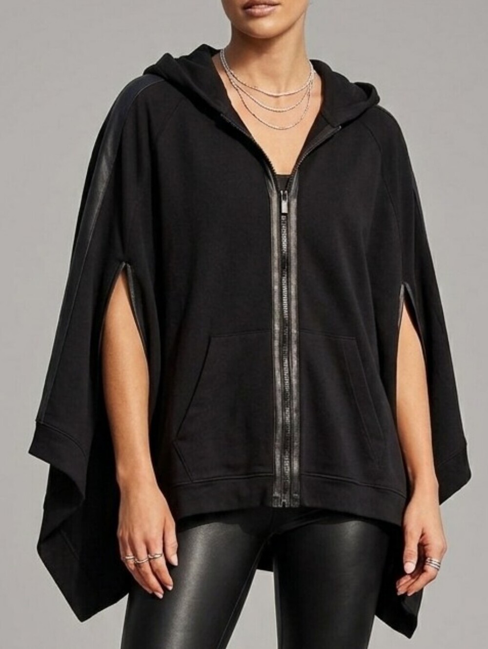 Bebe Sport Black Zipped Hoodie Ponch Sz S Fits S-L Baddie Villian Dark Jedi Sith